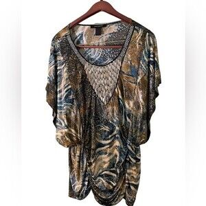 ASHLEY STEWART| Metallic Embellished blouse